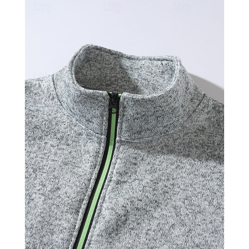 Men's Sweatshirt Full Zip Sweatshirt Black Army Green Navy Blue Light Grey Dark Gray Standing Collar Plain Pocket Sports & Outdoor Daily Holiday Polyester Streetwear Basic Casual Spring Fall Clothing4