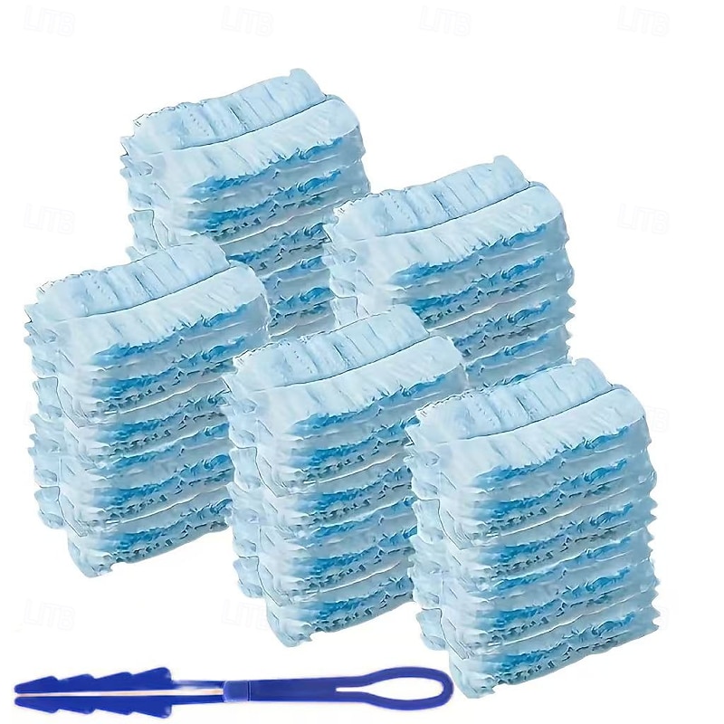50pcs Replacement Electrostatic Dust Cleaning Cloths, Fiberglass Disposable Pads for 360° Cleaning, Compatible with Duster Handles for Desk, Bookshelf, Washing Machine, Furniture, Car, Keyboard