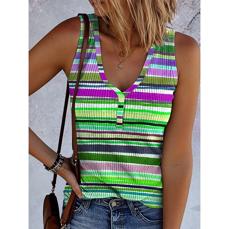 Women's Camisole Tank Top Graphic Geometric Vintage Tropical Stylish Sleeveless Sleeveless V Neck Regular Tops Daily Print Blue Orange Green Summer Spring3