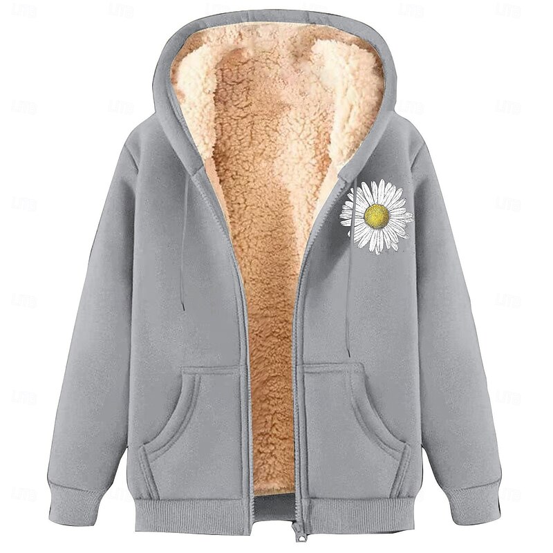 Men's Full Zip Hoodie Zip Up Hoodie Fleece Jacket Fleece Hoodie Apricot Black Wine Red Blue Hooded Daisy Plain Graphic Prints Zipper Pocket Sports & Outdoor Casual Daily Polyester Streetwear Casual