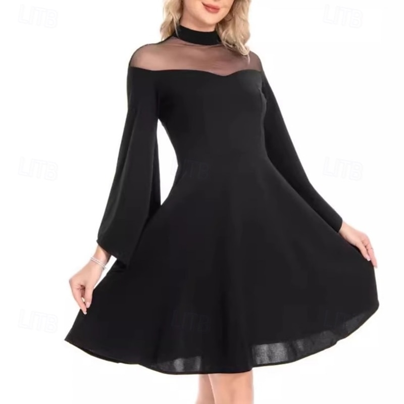 Retro Vintage 1950s Rockabilly Midi Cocktail Dress A Line Dress Flare Dress Bell Sleeve A-Line Fancy Dress Women's Vacation Homecoming Party & Evening Adults' Dress Fall Spring & Summer