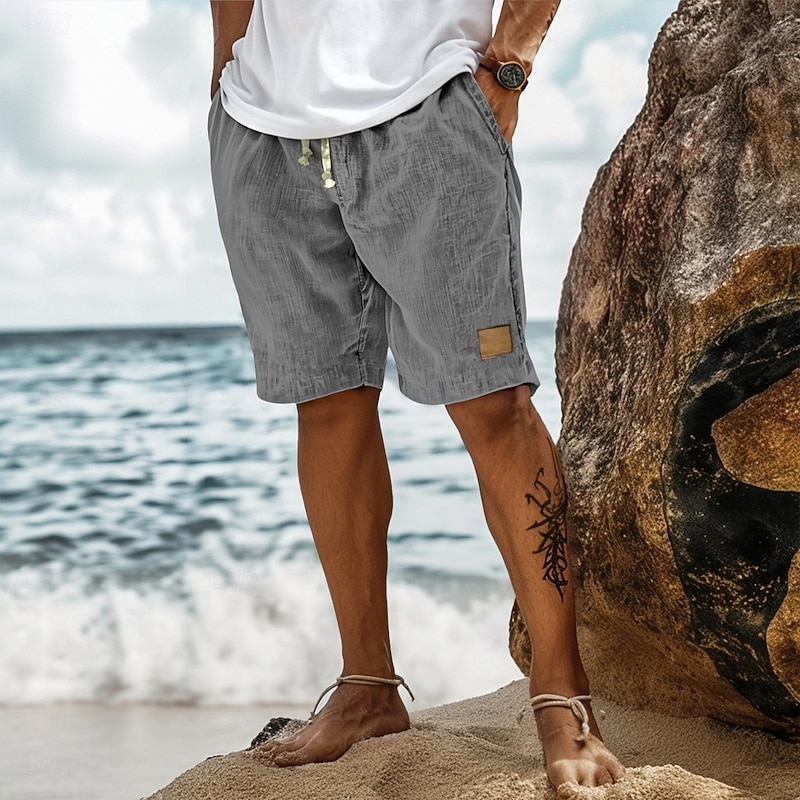 Men's Shorts Summer Shorts Beach Shorts Pocket Elastic Waist Drawstring Plain Comfort Breathable Short Vacation Holiday Beach Hawaiian Boho Black Pink2