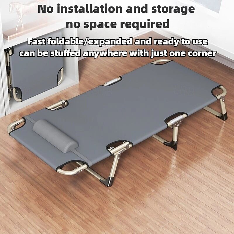 Multi-Functional Stainless Steel 1pc Portable Folding Cot - Leisure Lounge Bed with Oxford Fabric - No-Assembly Nap Bed for Office And Home Use3