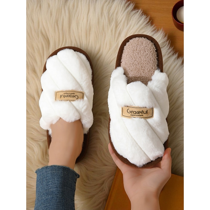 Women's Faux Fur Slippers – Ultra Soft Indoor Shoes for Winter Comfort, Bedroom Lounging and Relaxed Reading