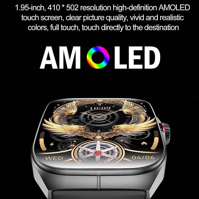 HK80 Smart Watch 1.95 inch Smartwatch Fitness Running Watch Bluetooth Timer Call Reminder Heart Rate Monitor Sedentary Reminder Find My Device Compatible with Android iOS IP68 Women Heart Rate2