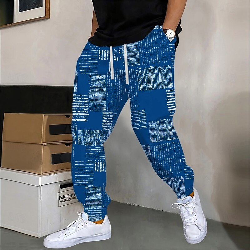 Men's Paisley Color Block Sweatpants Joggers Trousers Mid Waist Drawstring Elastic Waist Ethnic Casual Jogging Streetwear Workout Athletic Sweatpants with Pockets Spring Fall 3D Print Black 1 Black