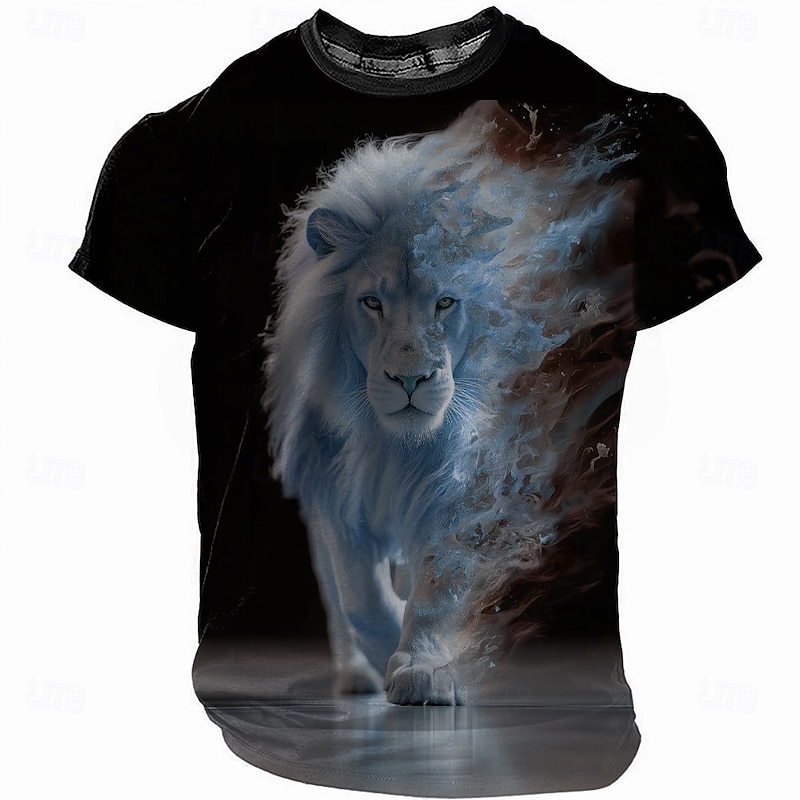 Men's Lion 3D T Shirt Short Sleeve T shirt 3D Print Crew Neck Shirt Exaggerated Designer Party Street Casual Blue Brown Gray Summer Spring All Seasons Clothing Apparel S M L XL XXL XXXL2