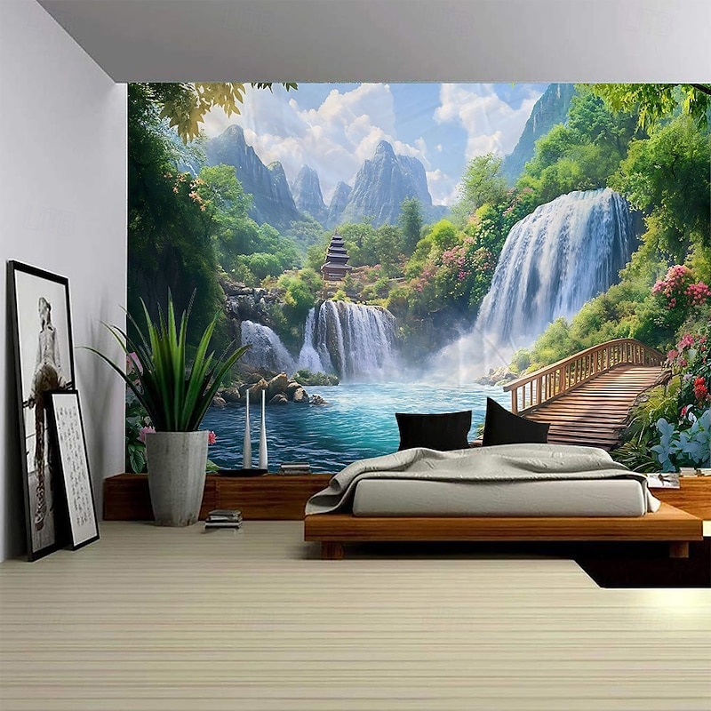 Nature Wall Tapestry Art Decor Blanket Curtain Picnic Tablecloth Hanging Home Bedroom Living Room Dorm Decoration Forest Landscape Sunshine Through Tree3