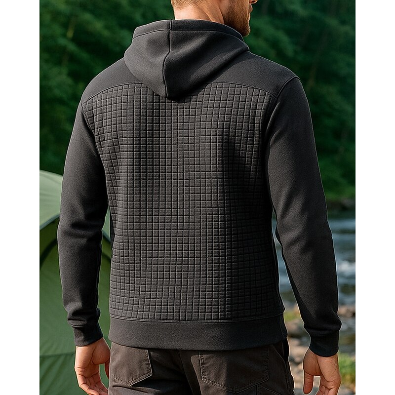 Men's Sport Hoodie Long Sleeve Hooded Top Outdoor Thermal Warm Winter Polyester Dark Grey Black Army Green Tennis Workout Running2