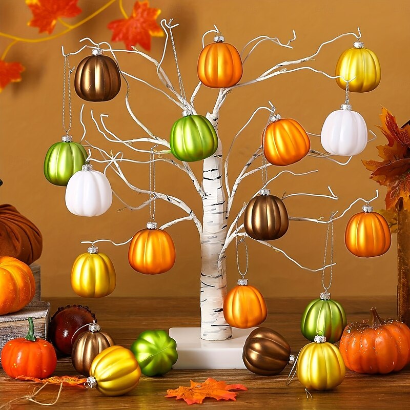 20pcs Halloween Hanging Pumpkin Ornaments Spooky Mini Halloween Ball Ornaments, 5cm Matte Fall Pumpkin Baubles for Tree, Wreath, Fireplace, Party or Thanksgiving Decor3