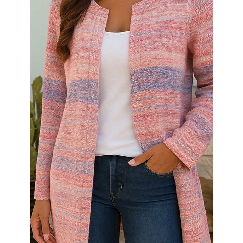 Women's Blazer Windproof Warm Pocket Color Block Open Front Modern Casual Boho Vintage Geometric Casual Daily Casual Daily Short Crewneck Regular Fit Long Sleeve Outerwear Black Yellow Pink Summer4