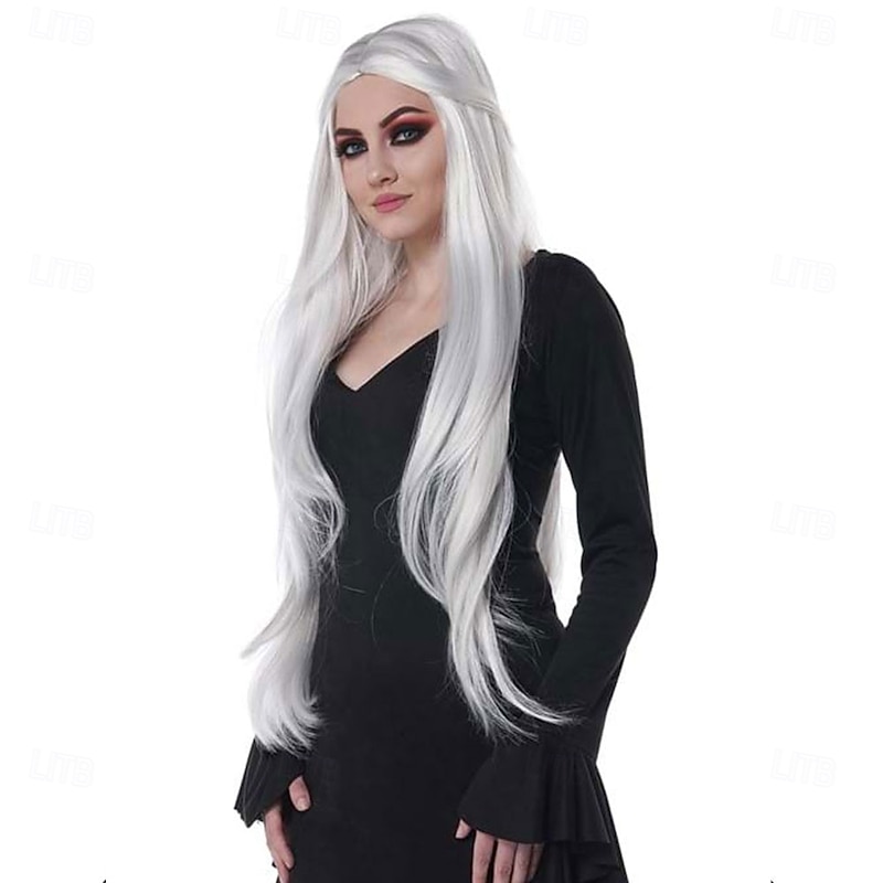 Long White Wig for Women, 28 Inches – Ideal for Halloween, Cosplay, Costume Party, and Fantasy Looks
