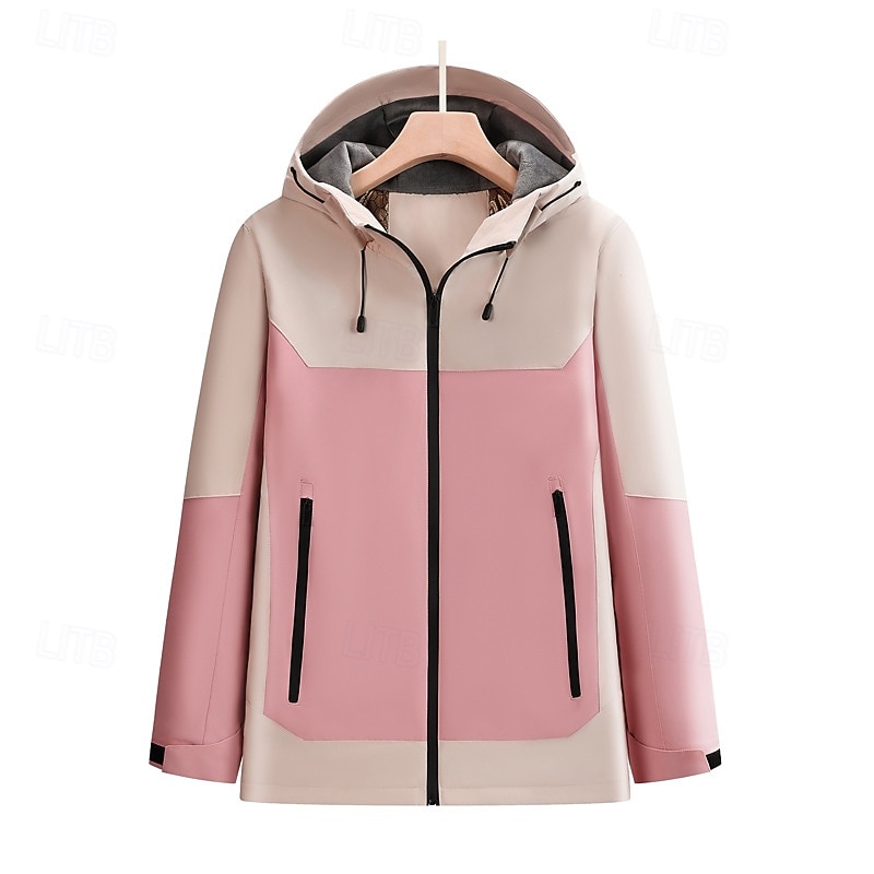 Women's Softshell Jacket Hiking Jacket Outdoor Waterproof Windproof Hiking Outfits Hiking Clothes Winter Autumn / Fall Top Camping / Hiking / Caving Running Patchwork Pink Red Green