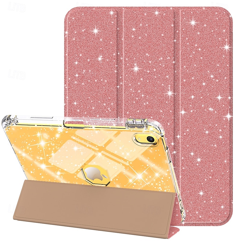 Tablet Case Cover For Apple iPad 10th 10.9'' ipad 9th 8th 7th Generation 10.2 inch Pencil Holder Trifold Stand Full Body Protective Glitter Shine TPU PU Leather