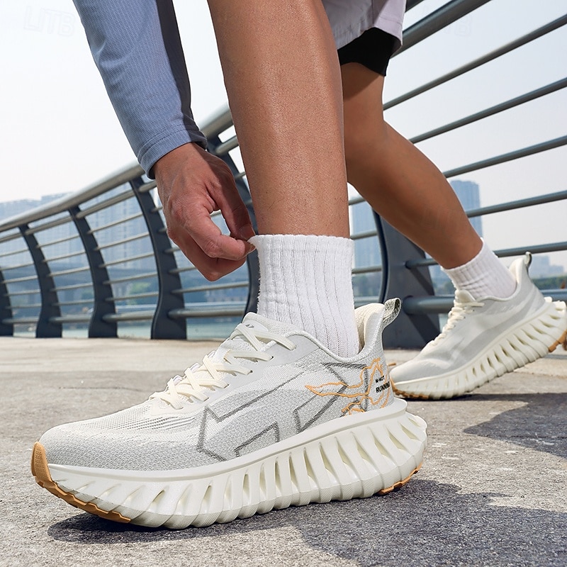 White Athletic Sneakers for Men – Lightweight Running Shoes with Stylish Design, Perfect for Gym, Sports and Everyday Activities4