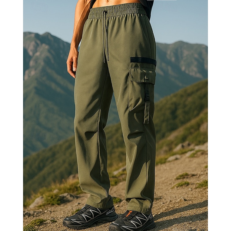 Men's Cargo Pants Waterproof pants Outdoor Regular Fit Waterproof Windproof Bottoms Drawstring Pocket Elastic Waist Black Army Green Camping / Hiking Running S M L XL2