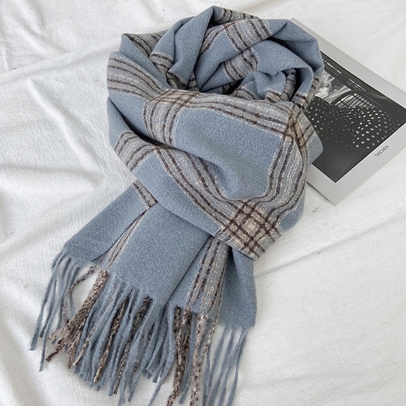 Women's Rectangle Scarf Women's Shawls & Wraps Street Daily Date Camel Black Yellow Scarf Plaid3