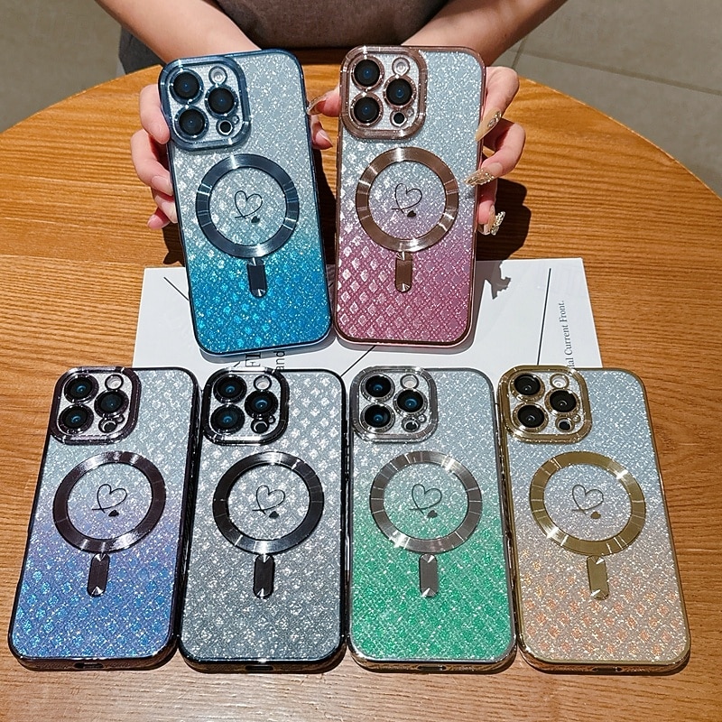 Phone Case For iPhone 17 Pro Max 17 Air 16 15 14 Pro Max Plus 16e 13 Pro Max Back Cover with Lanyard Support Wireless Charging Non-Yellowing Color Gradient Carbon Fiber