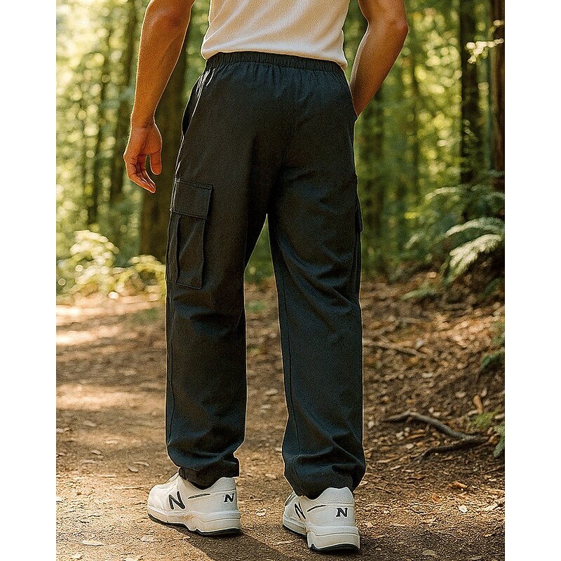 Men's Cargo Pants Hiking Pants Trousers Hiking Rain Pants Outdoor Regular Fit Waterproof Windproof Lightweight Bottoms Pocket Elastic Waist Black Pink Camping / Hiking Running M L XL XXL XXXL2