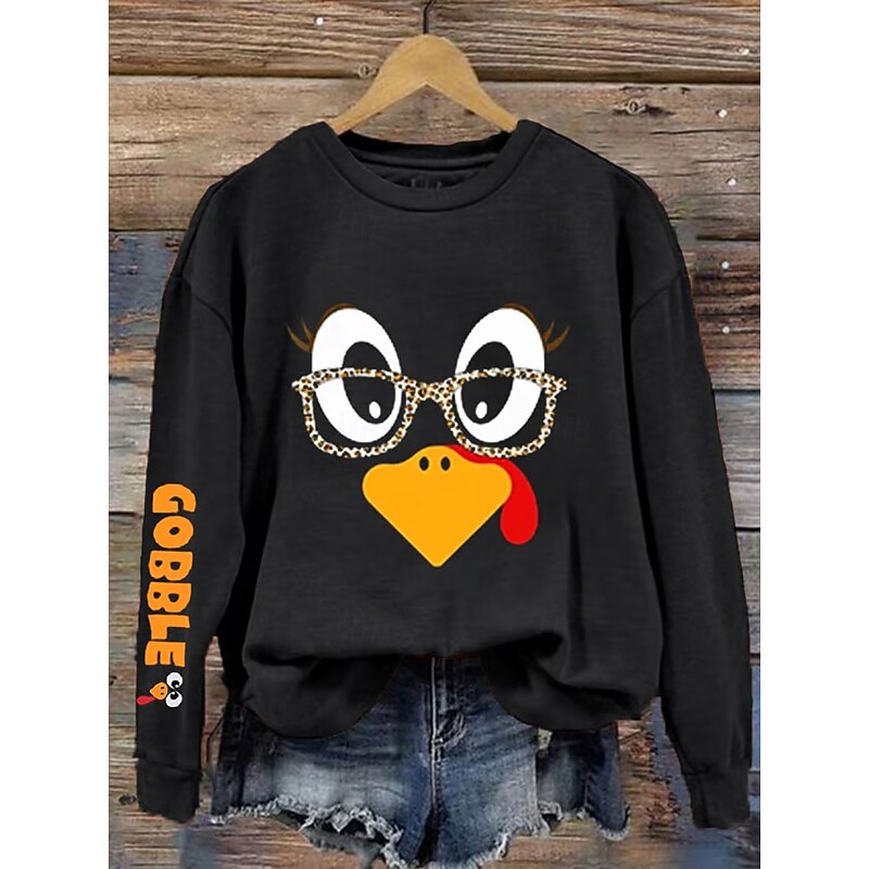 Women's Sweatshirts Graphic Animal Letter Casual Long Sleeve Crew Neck Regular Tops Street Dailywear Casual Print Black Red Orange Green Gray Spring Fall Winter