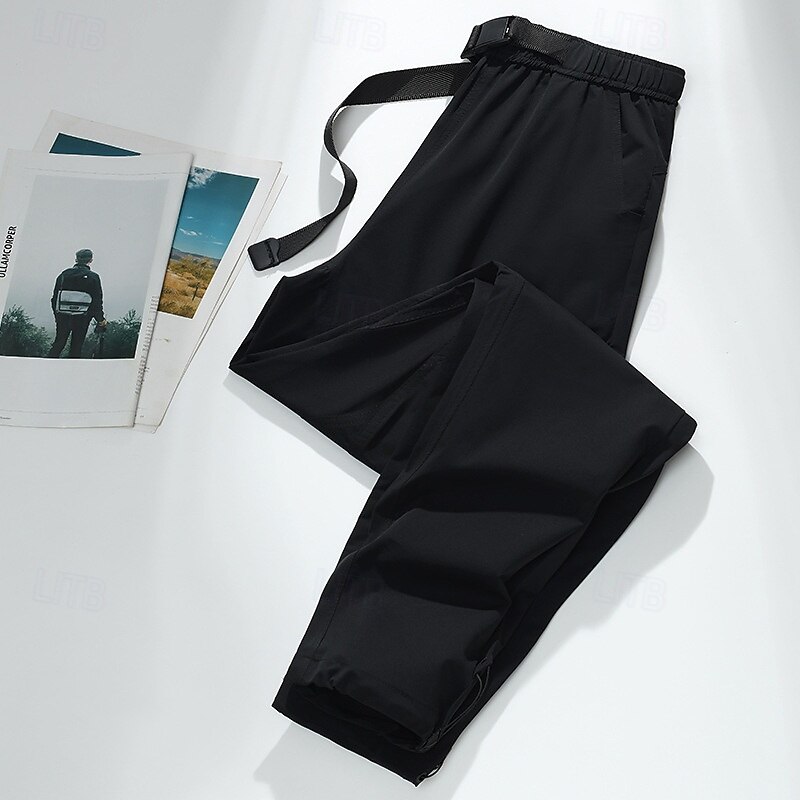 Men's Cargo Pants Hiking Pants Trousers Hiking Rain Pants Summer Outdoor Regular Fit Quick Dry Cooling Breathable Bottoms Pocket Elastic Waist Dark Grey Black Camping / Hiking Running XS S M L XL3