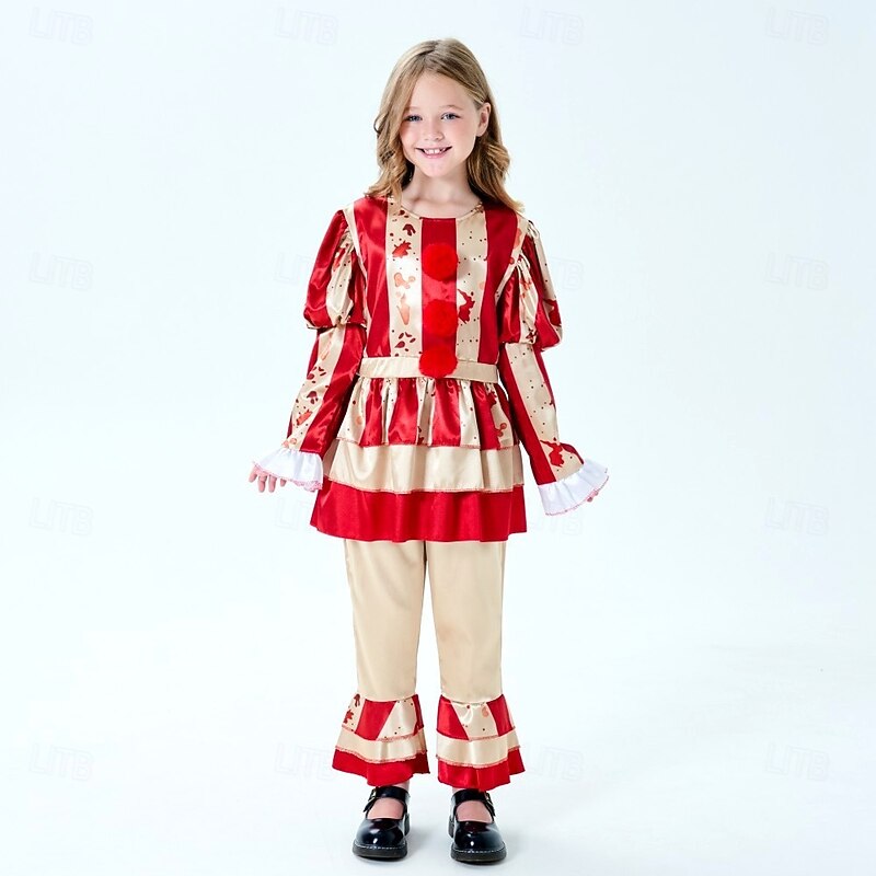 Clown Pennywise Halloween Costume It Horror Scary Costume Kid's Girls' Halloween Carnival Performance Party Easy Halloween Costumes Dress Up