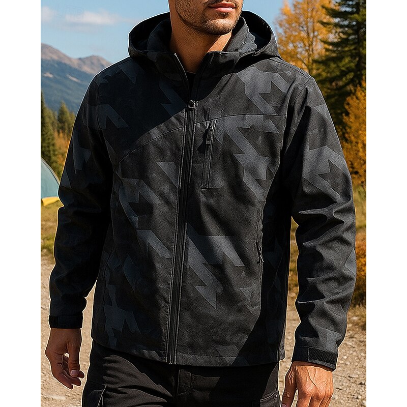 Men's Windbreaker Softshell Jacket Hiking Jacket Outdoor Waterproof Windproof Hiking Outfits Hiking Clothes Spring Autumn / Fall Top Camping / Hiking / Caving Running Dark Grey Black White4