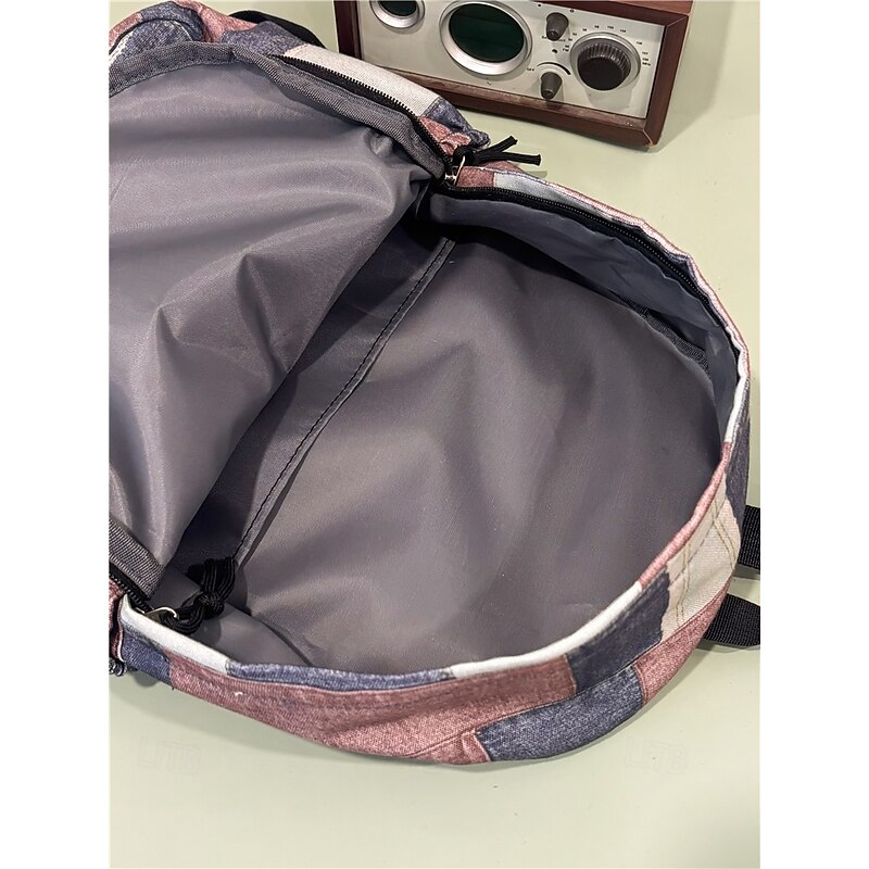 Vintage Denim Patchwork Backpack – Trendy Blue School Bag for Teen Girls & Boys, Back to School & Daily Casual Use3