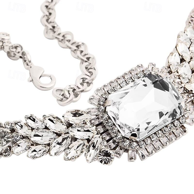 Choker Necklace Rhinestones Women's Fashion Artistic Luxury Tassel Fringe Wedding Circle Necklace For Wedding Party Daily3