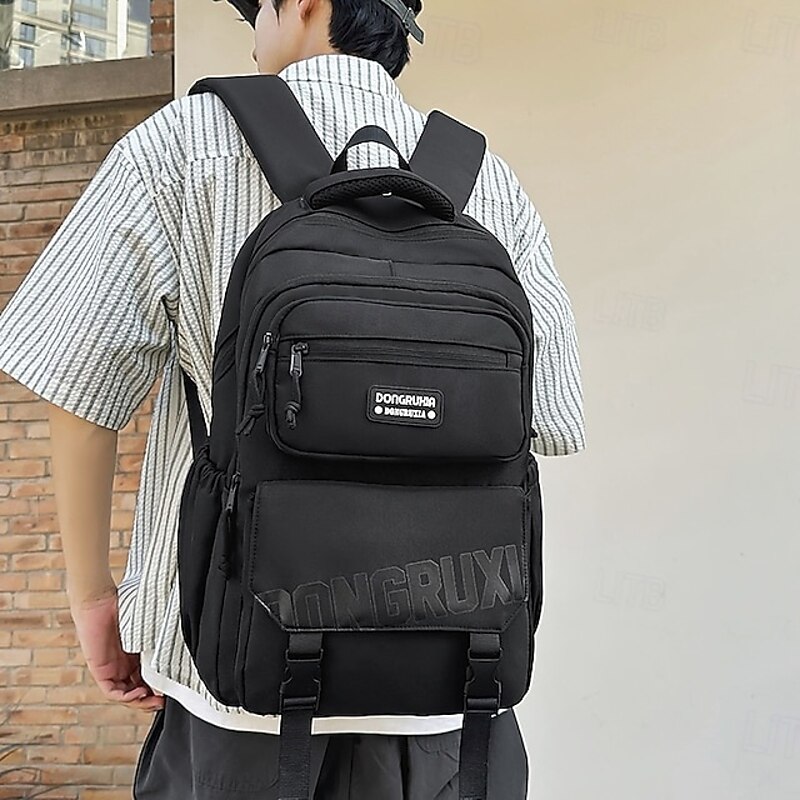 Men's Colorblock School Backpack – Large Capacity Casual Bookbag for Teen Boys, High School & College Students