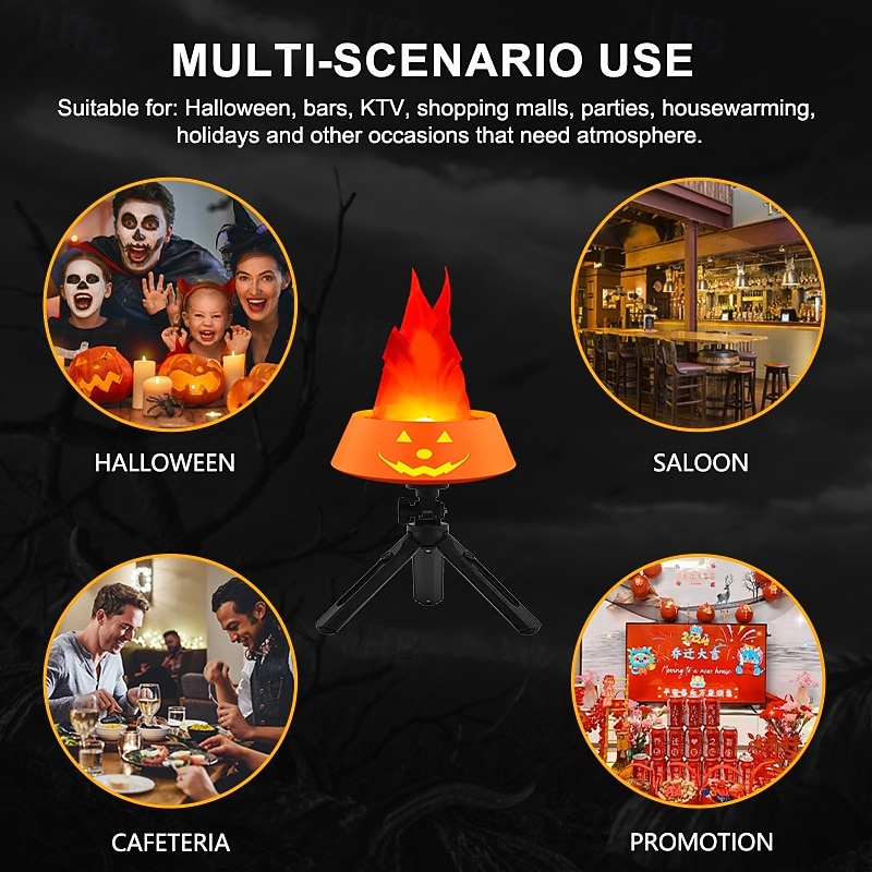Halloween pumpkin flame lamp decoration ornament light bar stage decoration creative LED simulation brazier3