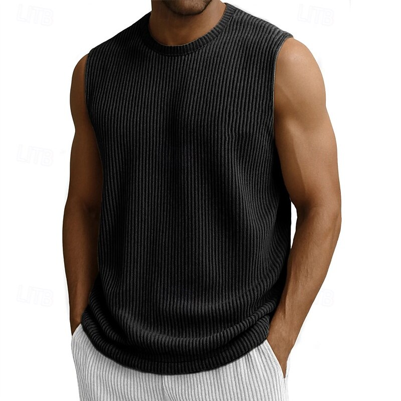Men's Tank Top Vest Top Undershirt Sleeveless Shirt Sleeveless Crew Neck Summer Plain Fashion Designer Basic Classic Jacquard Vacation Street Going out Black White Pink Top Tee for Men3