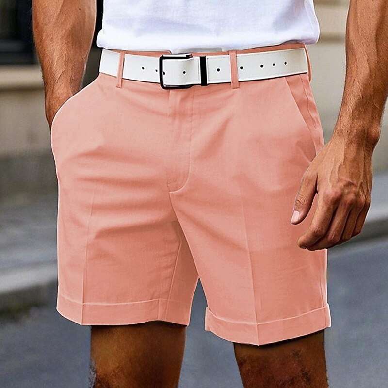 Men's Dress Shorts Burmuda Shorts Work Shorts Pocket Plain Comfort Knee Length Outdoor Business Fashion Casual Black White3