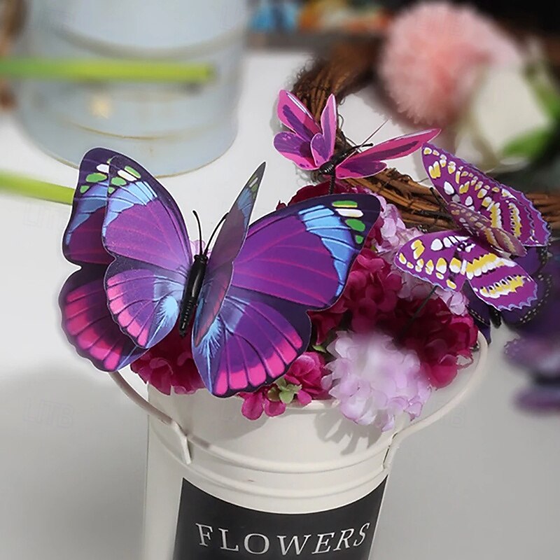 10pcs Large Butterfly Garden Yard Planter Colorful Waterproof 3D Butterfly Stakes Decoracion Outdoor Decor Party Garden Decorati3