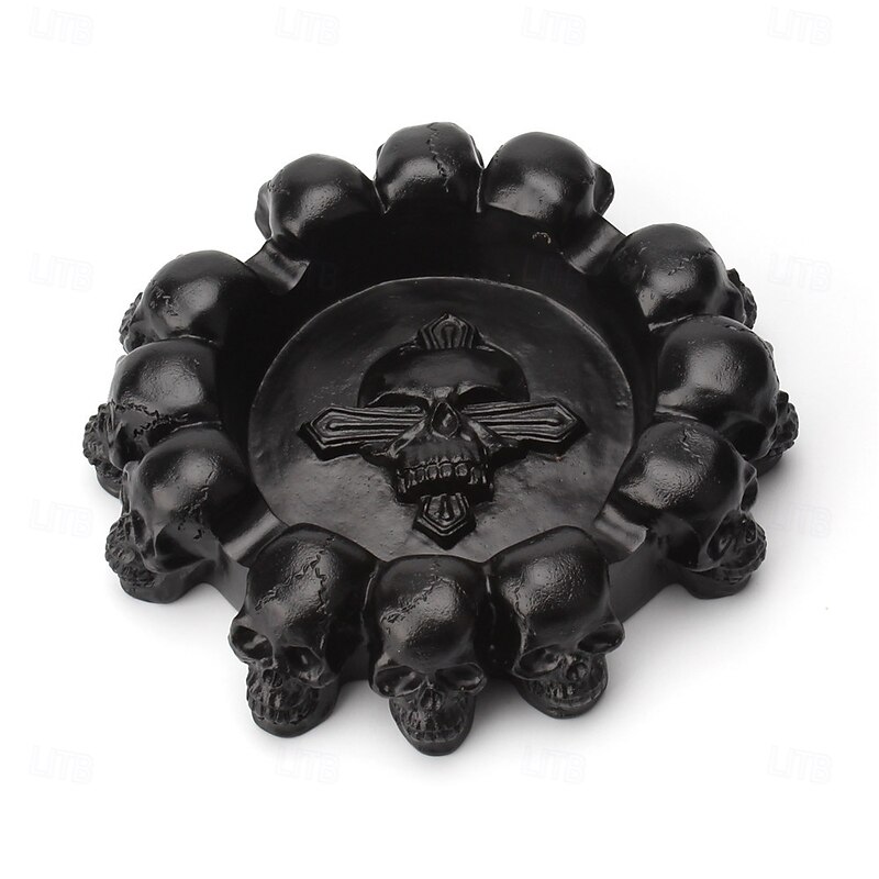 Halloween Statue Skull Ashtray Home Bar KTV Desktop Decorative Resin Ashtray Gothic Style Spooky Party Accessory Unique Smoking Accessory Table Ornament4