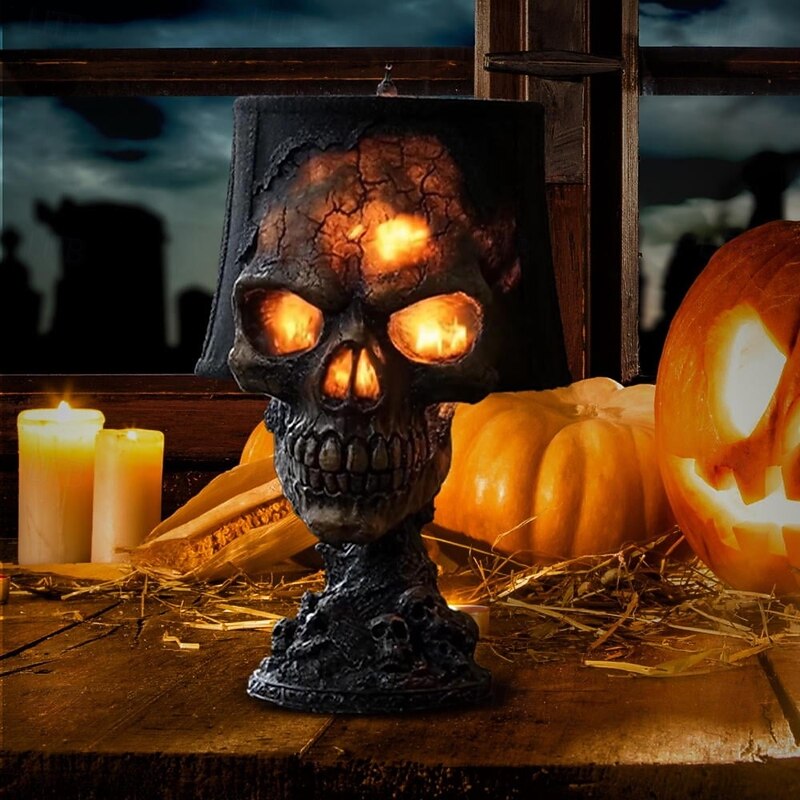 1 Pc Halloween Lava Stone Skull Lamp Ignites Dark and Mysterious Atmosphere Bedhead Restaurant Party Decoration Lamp2