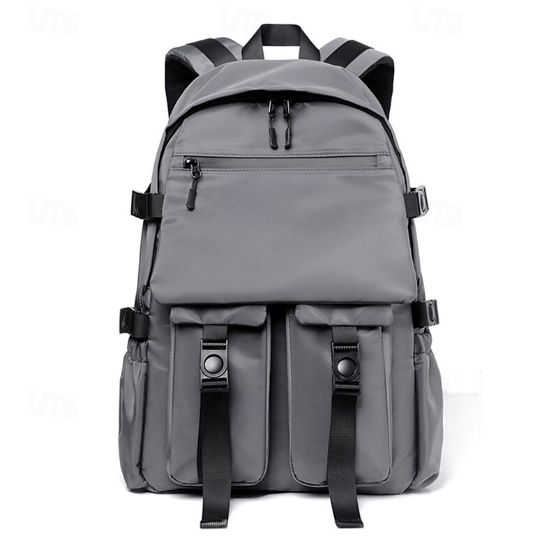Men's Large Capacity Gray School Backpack with Multi-Pockets, Durable Waterproof Nylon Travel and Laptop Bag for College, Work, and Outdoor Use