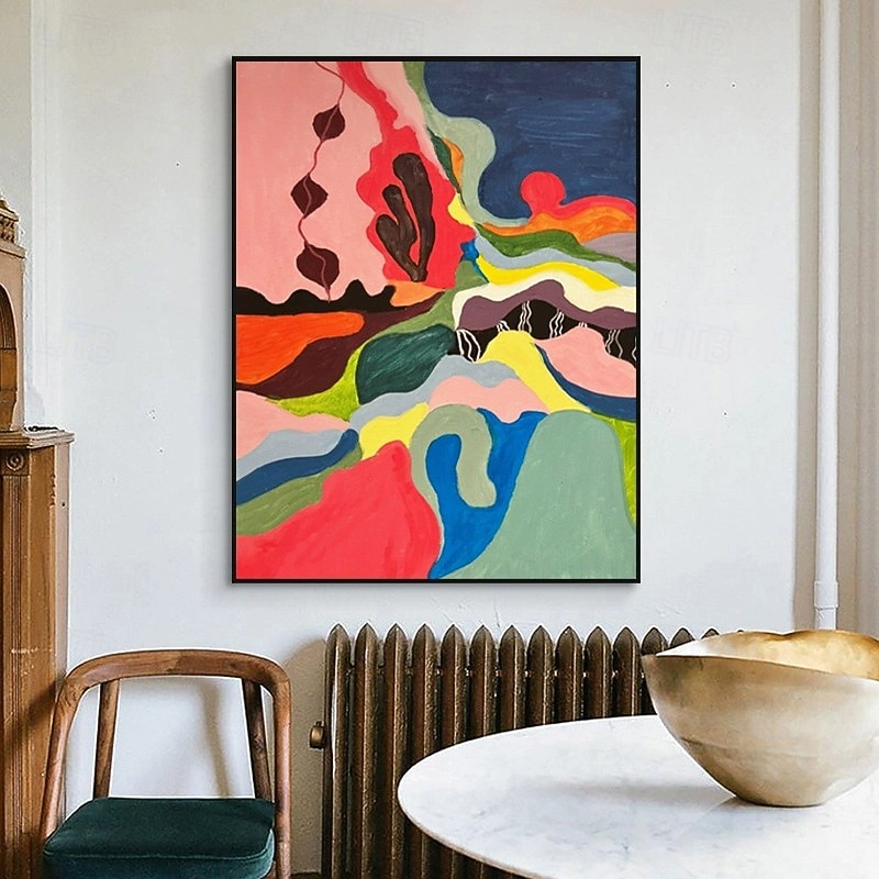 Handmade Oil Painting Large Size Canvas Wall Decoration Abstract Graffiti Color Block Picture Art for Home Decor Rolled Frameless Unstretched Painting - Main Image