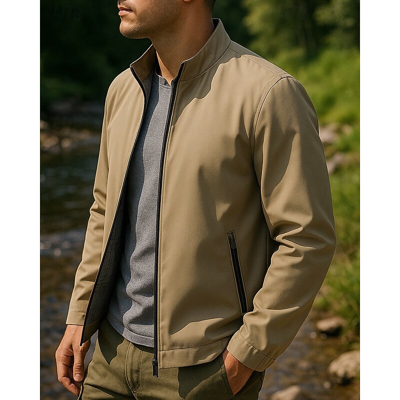 Men's Windbreaker Hiking Jacket rain coat Outdoor Thermal Waterproof Windproof Lightweight Hiking Outfits Hiking Clothes Spring Autumn / Fall Top Camping / Hiking / Caving Running Black Khaki Dark3