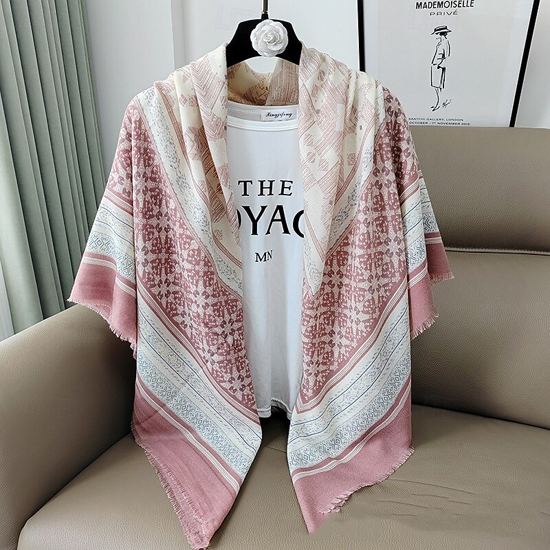 Women's Square Scarf Women's Shawls & Wraps Street Daily Date Grey Black Pink Scarf Print