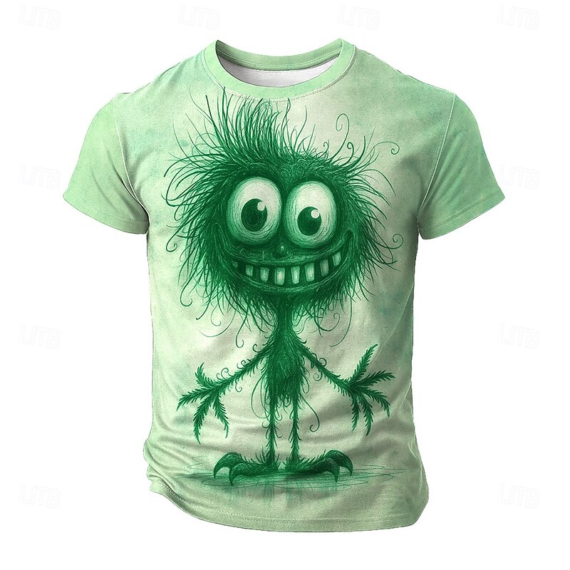 Men's Character Funny T Shirt Short Sleeve T shirt 3D Print Crew Neck Shirt Fashion Exaggerated Daily Party Street Casual Blue Green Khaki Summer Spring All Seasons Clothing Apparel S M L XL XXL XXXL3
