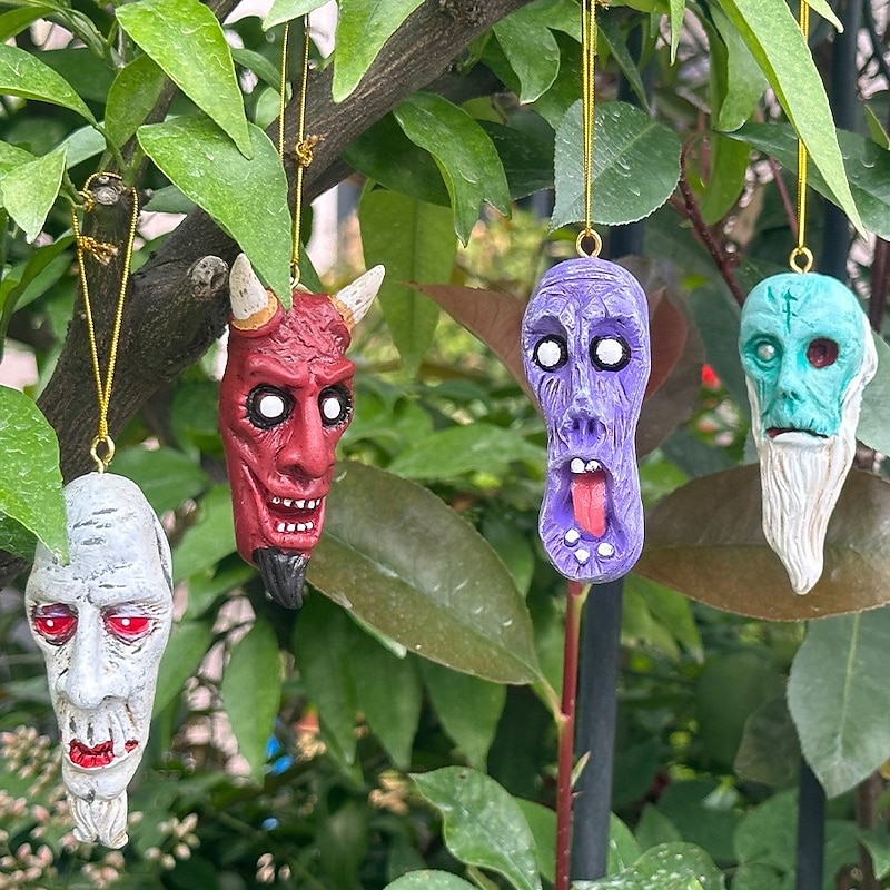 4pcs Halloween Vampire Resin Ornaments, Gothic Hanging Decorations, Devil Vampire Figurines for Home, Party, Indoor Wall Decor