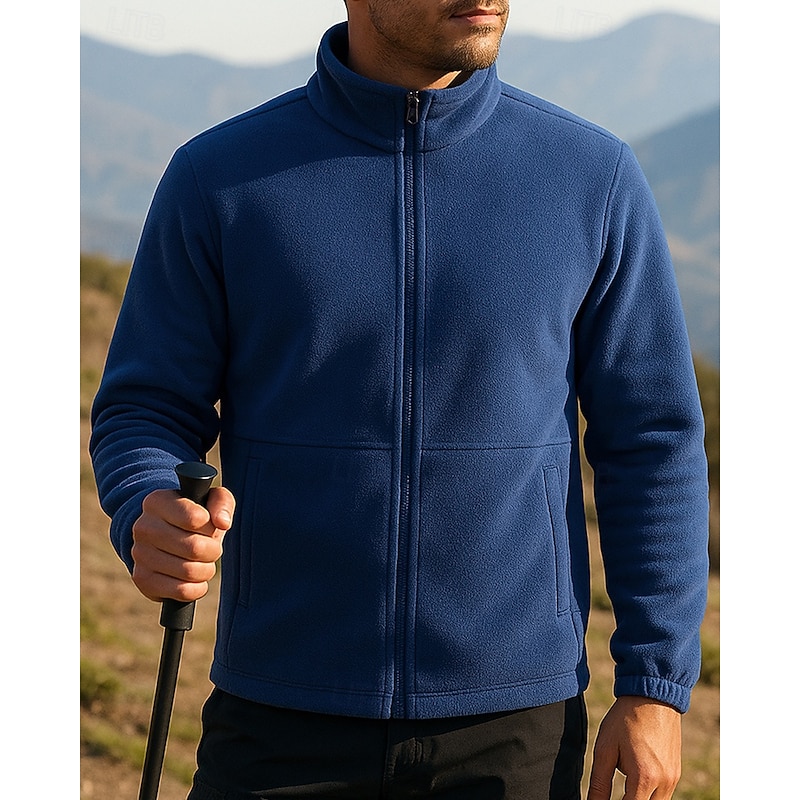 Men's Fleece Jacket Winter Outdoor Thermal Top Royal Blue2