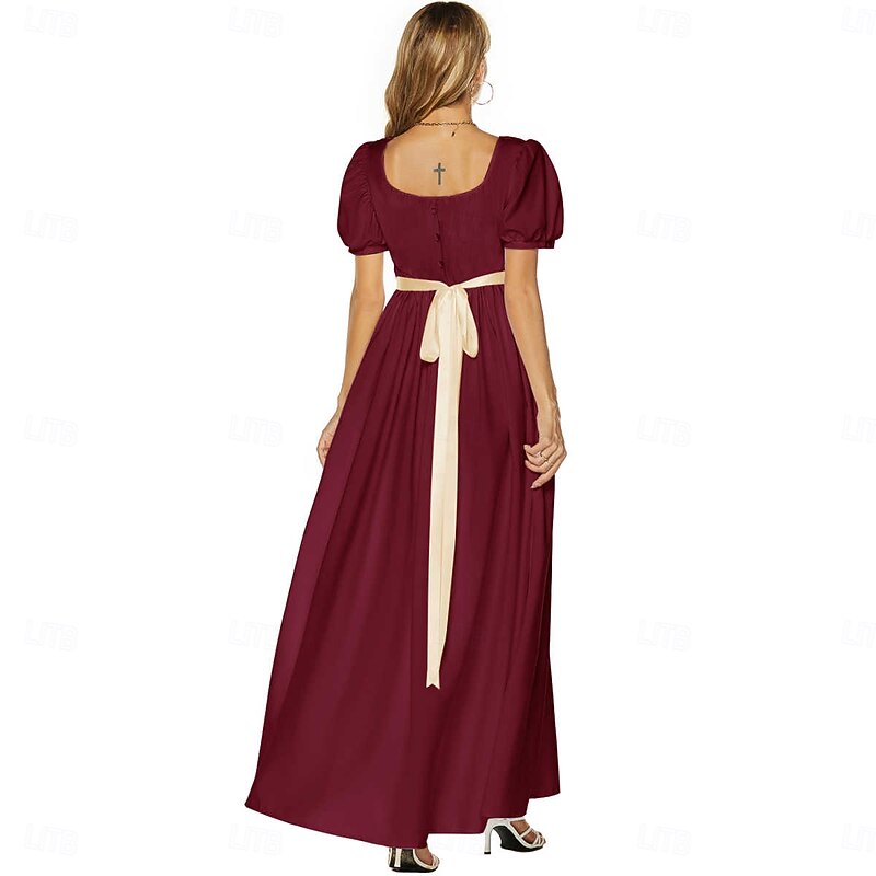 Medieval Renaissance 18th Century Empire Waist Dress Regency Inspired Dress A-Line Square Neck Fancy Dress Women's Fantasy Halloween Carnival Vacation Casual Daily LARP Adults Dress3
