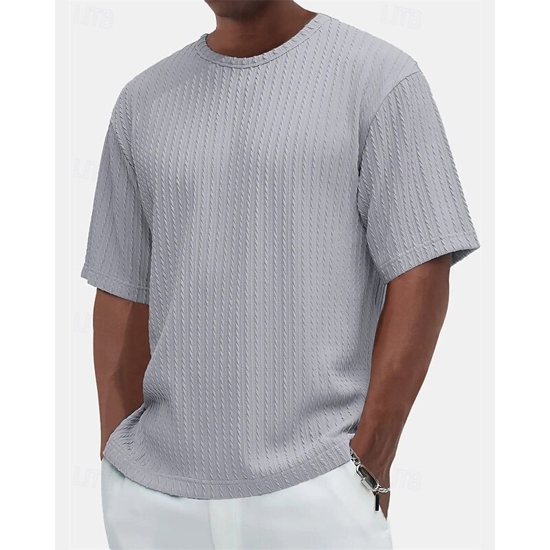 Men's T Shirt Tee Short Sleeve Shirt Tee Top Short Sleeve Crew Neck Summer Plain Fashion Designer Basic Jacquard Vacation Street Going out Wine Black White Top Tee for Men4