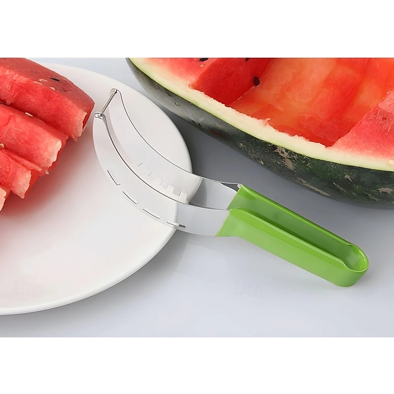 Stainless Watermelon Slicer Quick Fruit Cutter Tool Multifunctional Stainless Steel Watermelon Knife Melon Slicer Fruit Divider Kitchen Gadget for Cantaloupe Honeydew Pineapple3