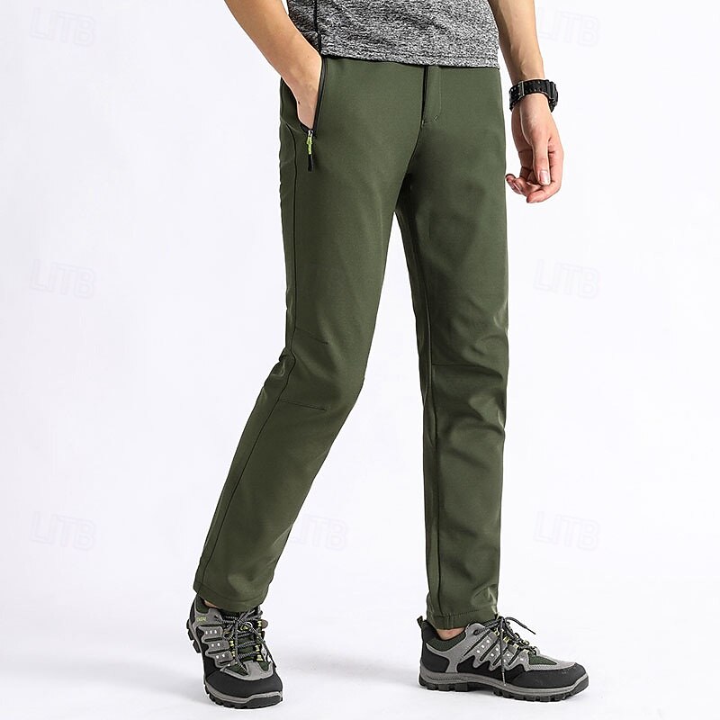 Men's Cargo Pants Hiking Pants Trousers Hiking Rain Pants Fleece Pants Winter Outdoor Regular Fit Waterproof Windproof Bottoms Pocket Black Army Green Cotton Camping / Hiking Running S M L XL XXL4