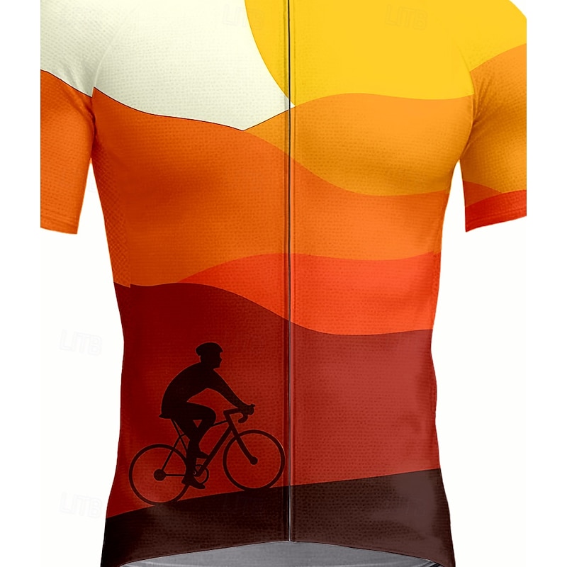 Men's Cycling Jersey with Bib Tights Cycling Jersey with Tights Cycling Jersey Graphic Geometric Short Sleeve Bike Jersey Top with 3 Rear Pockets UV Resistant Quick Dry Front Zipper Reflective Strips3