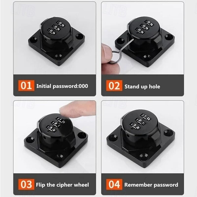 Anti Theft Cabinet Password Locks, Door Lock for Cabinets Drawers Shoe Cabinets Sliding Double Doors Wardrobe Secure Combination Lock for Home Safety3