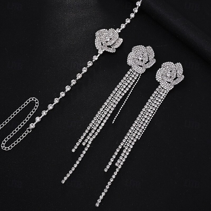 Bridal Jewelry Sets Two-piece Suit Imitation Diamond 1 Necklace Earrings Women's Elegant Fashion Luxury Lovely Layered Love Precious Jewelry Set For Wedding Party Evening Wear Gift2